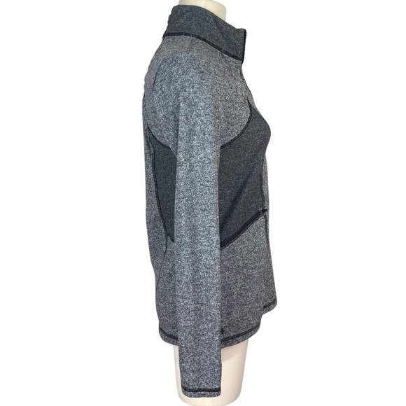 Athleta Pull Over Half Zip Womens Size S Olompali Gray Thumbholes Heathered Top - Picture 4 of 14